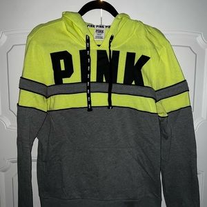 PINK NEON YELLOW AND GREY HOODED LONG SLEEVE